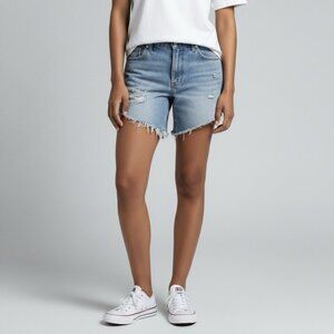 VTG Y2K 90s MUDD Cut Off Denim Jeans Shorts  Blue Button Fly Distressed